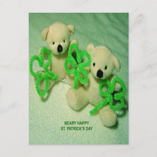 Twee Teddy Bears met Shamrocks Briefkaart (Voorkant)