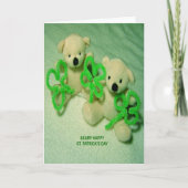 Twee Teddy Bears met Shamrocks Kaart (Voorkant)