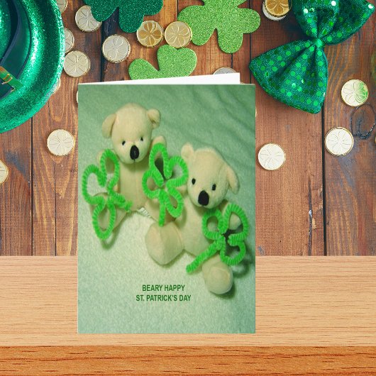 Twee Teddy Bears met Shamrocks Kaart