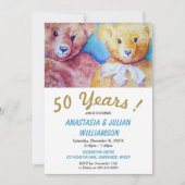 TWEE TEDDYBEREN 50 JAAR SAMEN FEESTUITNODIGING KAART (Voorkant)