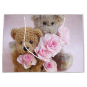 Twee teddyberen die rozen houden large cadeautasje (Voorkant)