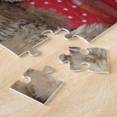 Twee teddyberen in een rode stoel puzzel (Zijkant)