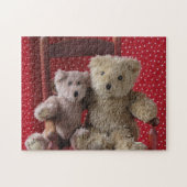 Twee teddyberen in een rode stoel puzzel legpuzzel (Horizontaal)