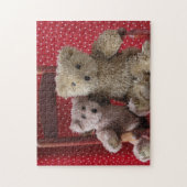 Twee teddyberen in een rode stoel puzzel legpuzzel (Verticaal)