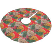 Twee teddyberen met groen en boog kerstboom rok (Gekanteld)