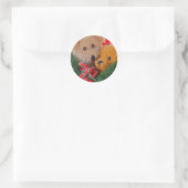 Twee teddyberen met groene envelop ronde sticker (Tas)