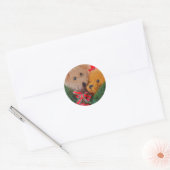 Twee teddyberen met groene envelop ronde sticker (Envelop)