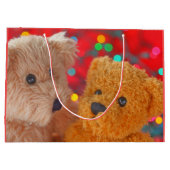 Twee teddyberen met kerstverlichting large cadeautasje (Achterkant)