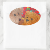 Twee teddyberen met kerstverlichting ovale sticker (Tas)