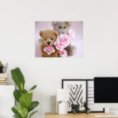 twee teddyberen met rozen poster (Thuiskantoor)