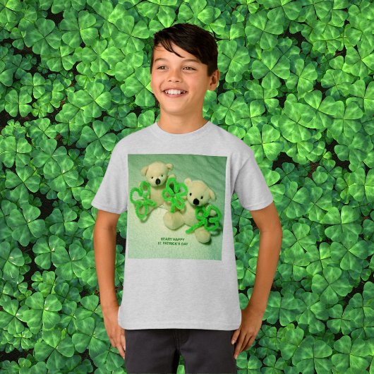 Twee Teddyberen met Shamrocks Kinder T-shirt