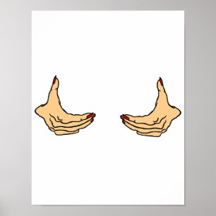 Twee Tekenfilm Vrouwelijke Handen Die Borst Vastho Poster