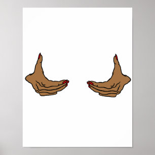 Twee Tekenfilm Zwarte Vrouwelijke Handen Die Borst Poster