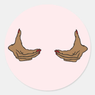 Twee Tekenfilm Zwarte Vrouwelijke Handen Die Borst Ronde Sticker