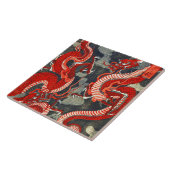 TWEE TEKENS JAPANESE WOODCUT IN RODE ZWARTE WITTE TEGELTJE (Zijkant)