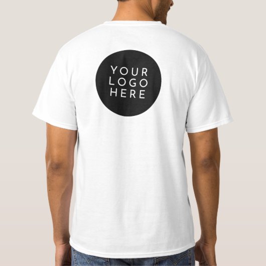 TWEE TEKST UW LOGO Custom Company-medewerkers T-shirt (Achterkant)