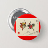 Twee Tengu-botsingen. Fuji background, c. 1882 Ronde Button 5,7 Cm (Voorkant /achterkant)