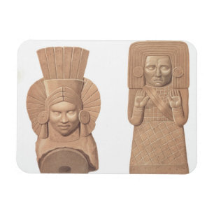 Twee terracotta-cijfers voor vrouwen uit Palenque, Magneet