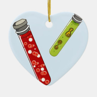 Twee testbuizen rode bloedcelvirus keramisch ornament