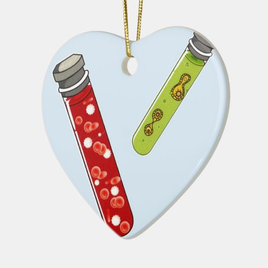 Twee testbuizen rode bloedcelvirus keramisch ornament (Links)