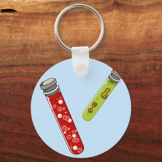 Twee testbuizen rode bloedcelvirus sleutelhanger (Voorkant)
