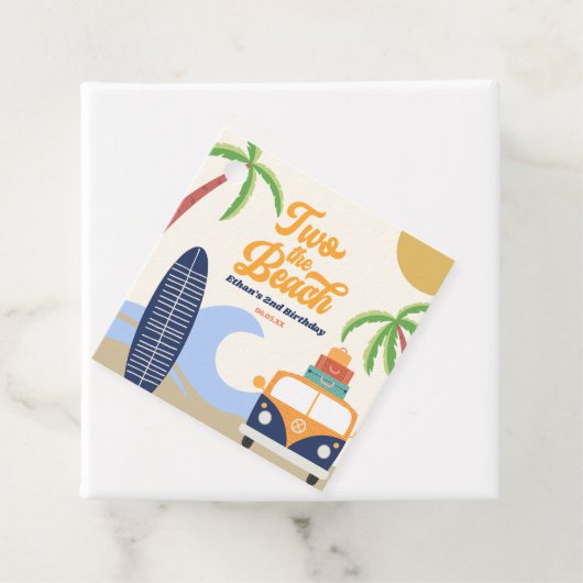 Twee The Beach Surven Board 2e verjaardagsfeest Bedankjes Labels (In situ)