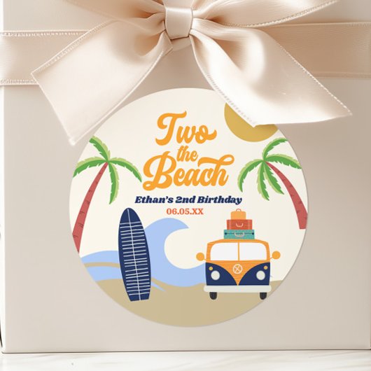 Twee The Beach Surven Board 2e verjaardagsfeest Ronde Sticker