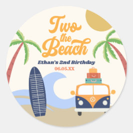 Twee The Beach Surven Board 2e verjaardagsfeest Ronde Sticker
