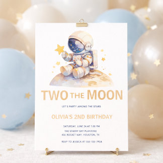 Twee The Moon Space Astronaut 2e Verjaardag Kaart