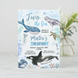 Twee The Sea Kid 2de verjaardagsfeestje waterverf Kaart