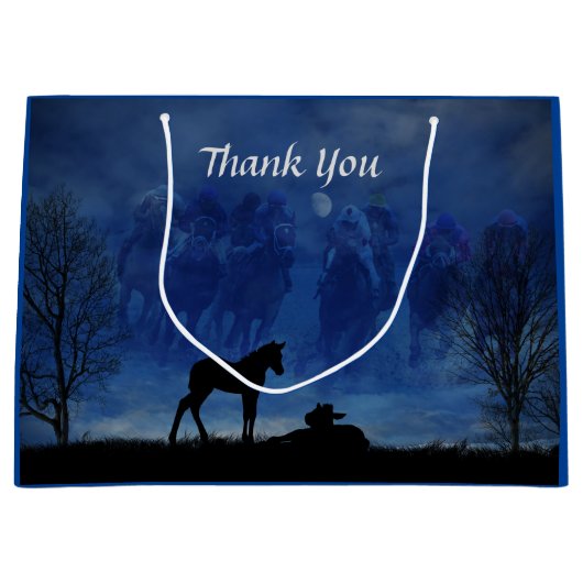 Twee Thoroughbred Racehorse Foals Gift Bag Groot Cadeauzakje (Voorkant)