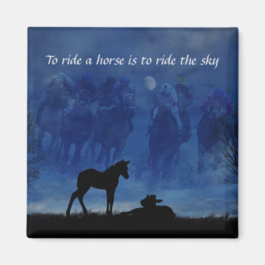 Twee Thoroughbred Racehorse Foals Magnet (Voorkant)