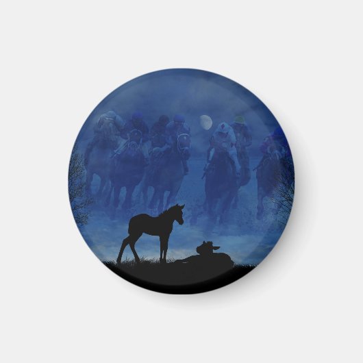 Twee Thoroughbred Racehorse Foals Magnet (Voorkant)