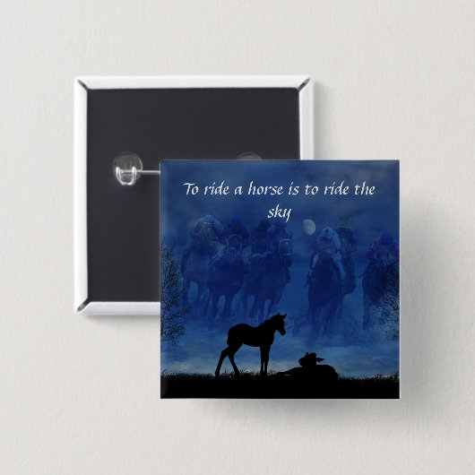 Twee Thoroughbred Racehorse Foals Pin Button (Voorkant /achterkant)