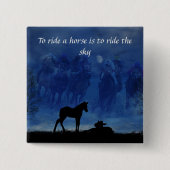 Twee Thoroughbred Racehorse Foals Pin Button (Voorkant)