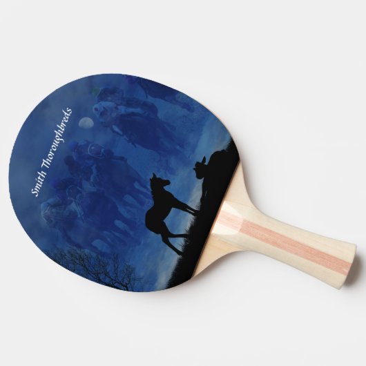 Twee Thoroughbred Racehorse Foals Ping Pong Paddle Tafeltennisbatje (Zijkant)