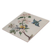 Twee  tietvogels op een appelboom tegeltje (Zijkant)