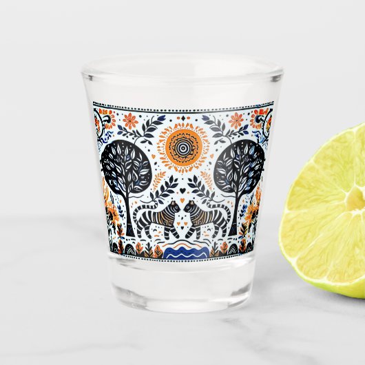 Twee tijgers in het bos shot glas (Voorkant)