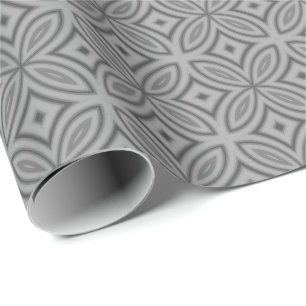 Twee-tint grijs abstract bloem geometrisch patroon cadeaupapier