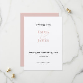 Twee-tint '&'-trouwkaart 'Save the Date' in Blush Save The Date