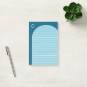 Twee tinten blauw gevoerd boog monogram post-it® notes (Kantoor)
