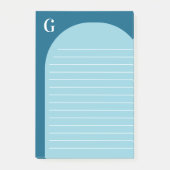 Twee tinten blauw gevoerd boog monogram post-it® notes (Voorkant)