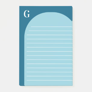 Twee tinten blauw gevoerd boog monogram post-it® notes