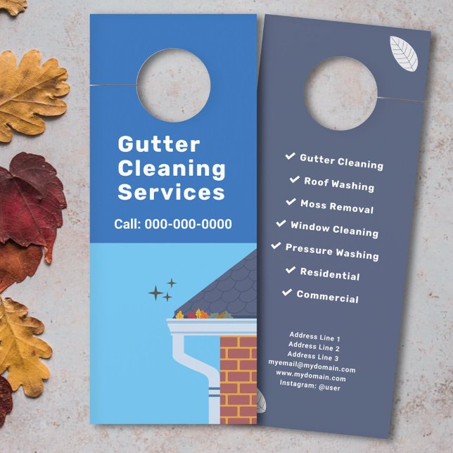 Twee tinten blauw Gutter Cleaning Services Deurhanger (Two tones blue Gutter Cleaning Services Door Hanger)