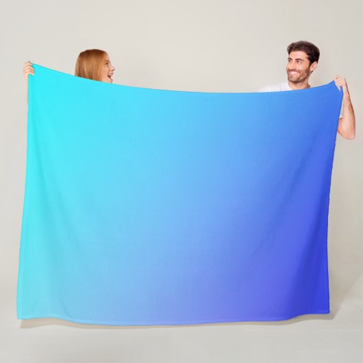 Twee Tinten Blauwe Kleurcombinatie Fleece Deken (In situ)