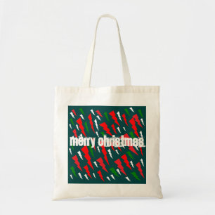 Twee tinten groen en rood wit kerstfeest tote bag