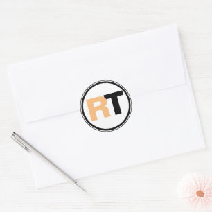 Twee Tinten Initialen Ronde Sticker