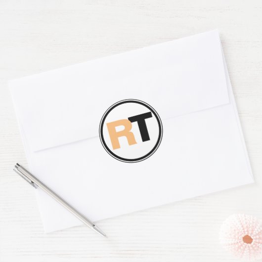 Twee Tinten Initialen Ronde Sticker (Envelop)