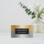 Twee Tinten Metallic Geborsteld Visitekaartje (Staand voorkant)