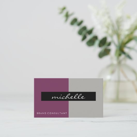 Twee Tinten Paars / Grijs Visitekaartje (Staand voorkant)